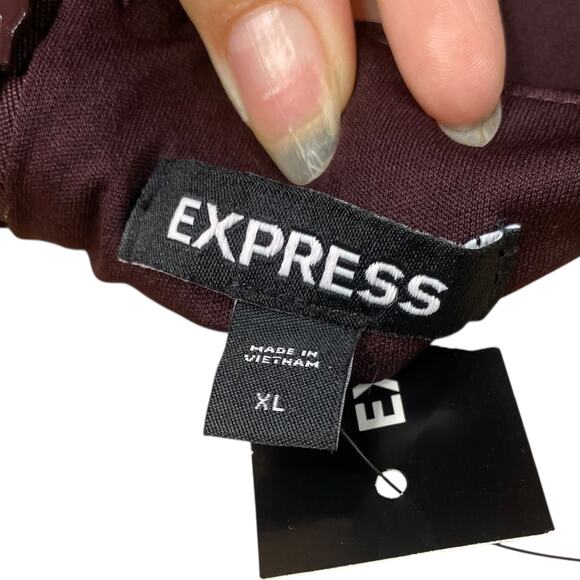 NWT Express Dark Purple Satin Ruffle Hi-Low Wrap Midi Dress SZ XL - Picture 10 of 10